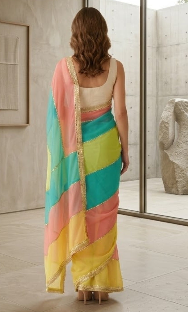 Pastel Gota Grace Saree
