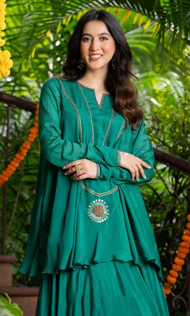 Emerald Green Skirt Set