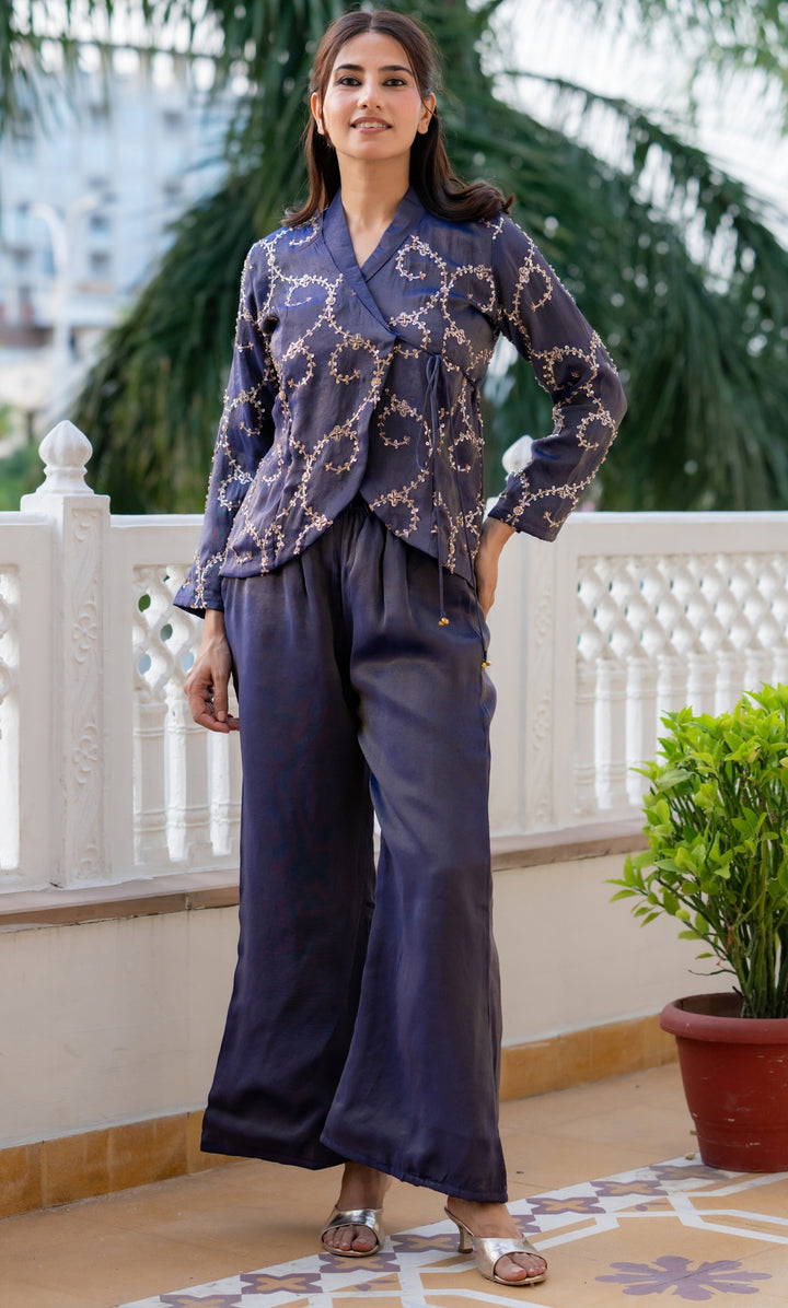 Purple Sitara Tissue Co-ord Set