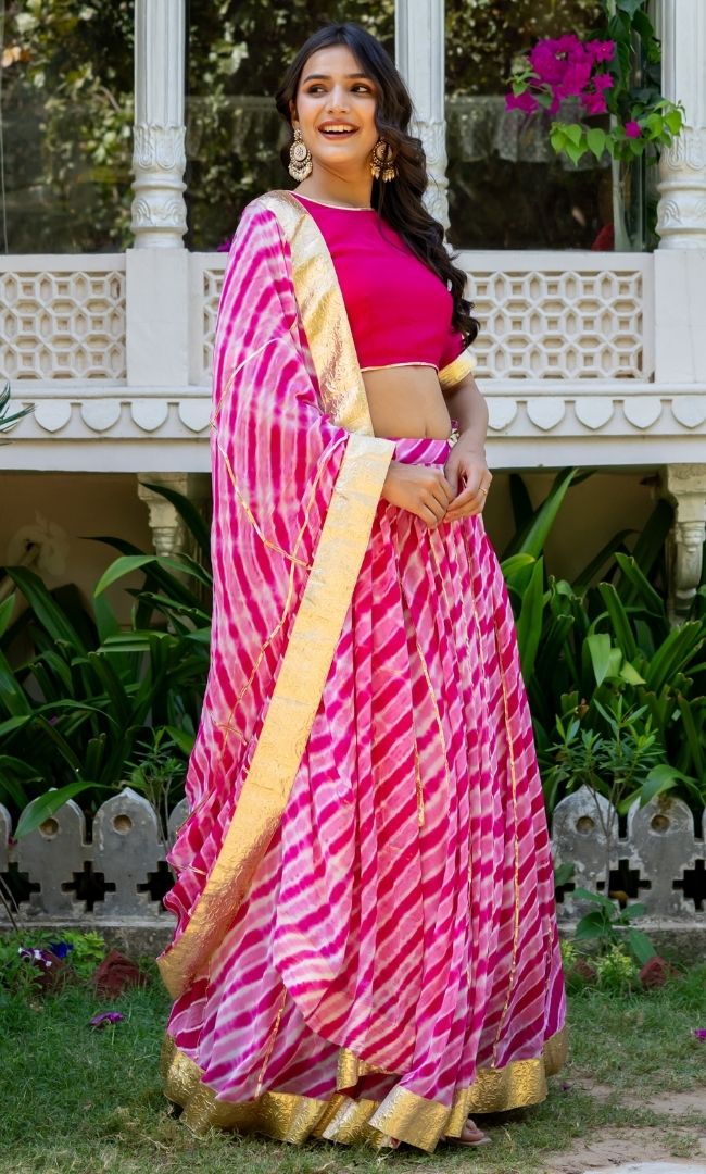 Marwar Pink Leheriya Lehenga Set