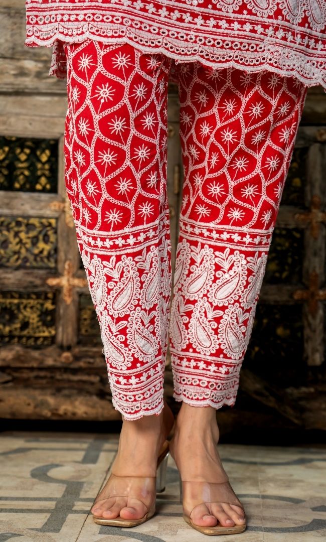 Rosa Red Chikanakri Suit Set