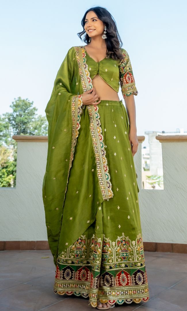 Madhubala Green Lehenga Set