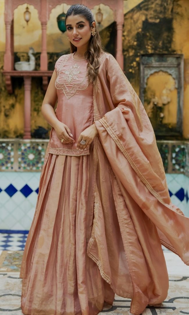 Bronze Kurta Skirt Set