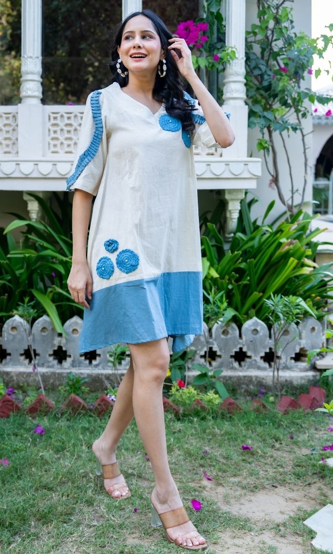 Blue Petal Cotton Dress