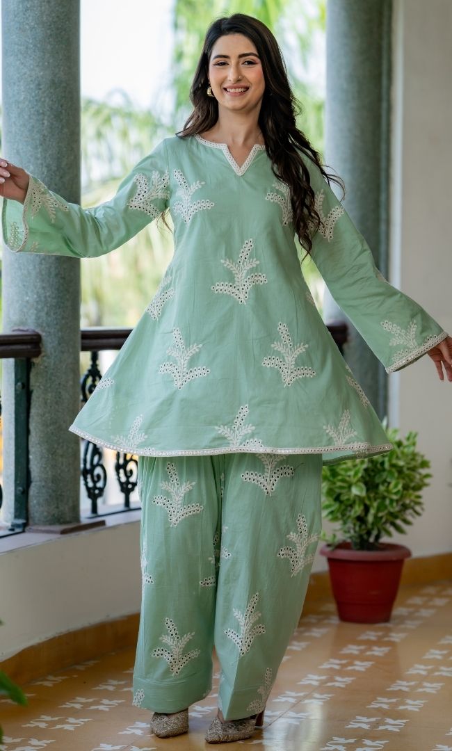 Mint Jasmine Farshi Suit Set