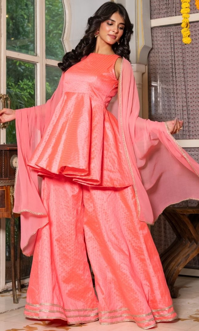 Riot Pink Brocade Suit Set
