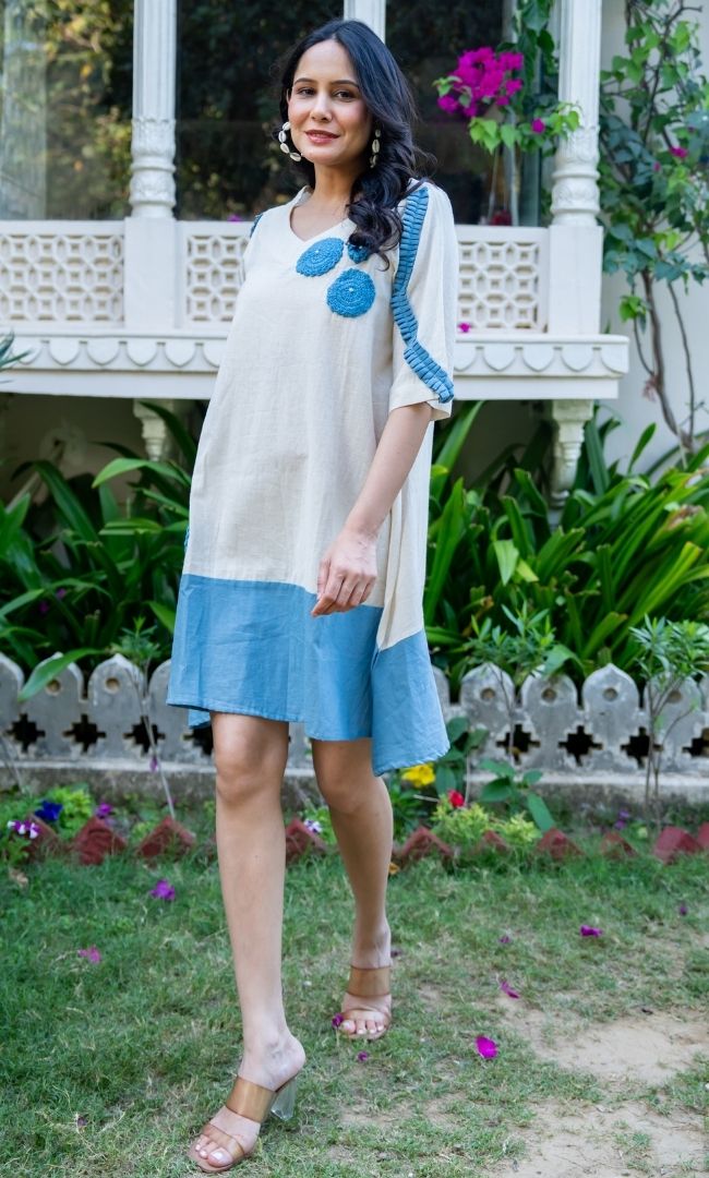 Blue Petal Cotton Dress