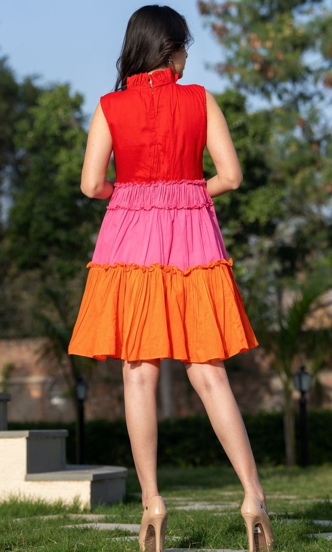Color Block Halter Neck Dress