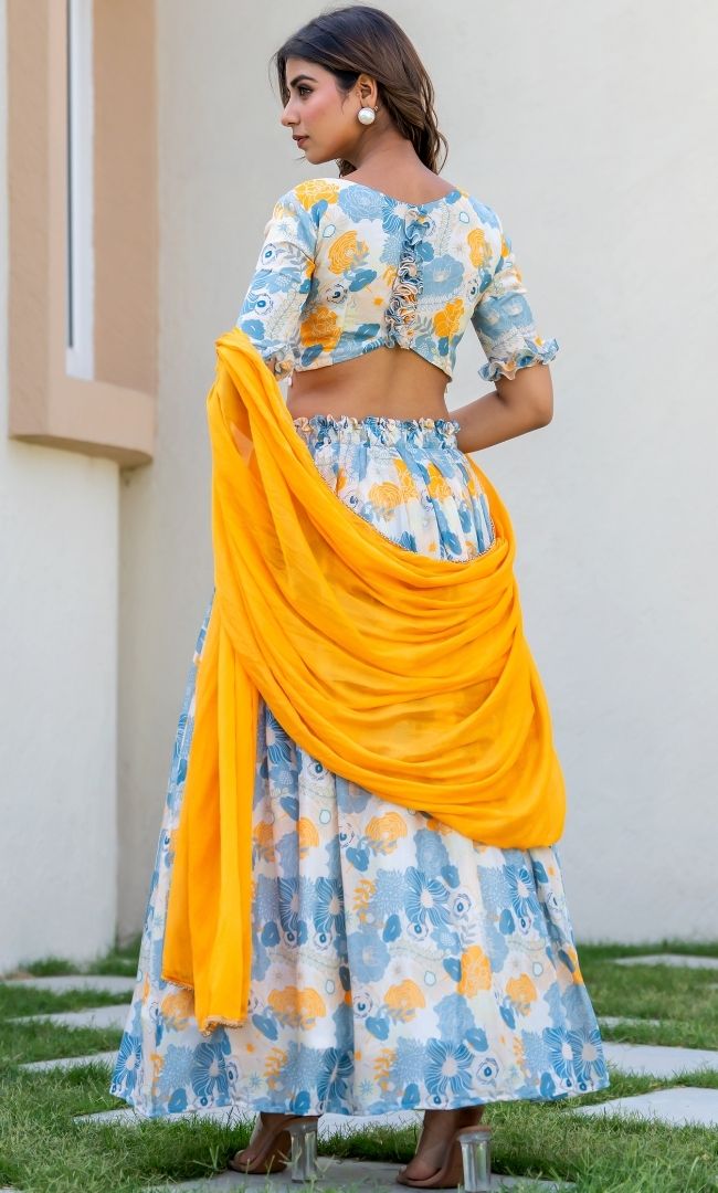 White Garden Embellished Lehenga Set