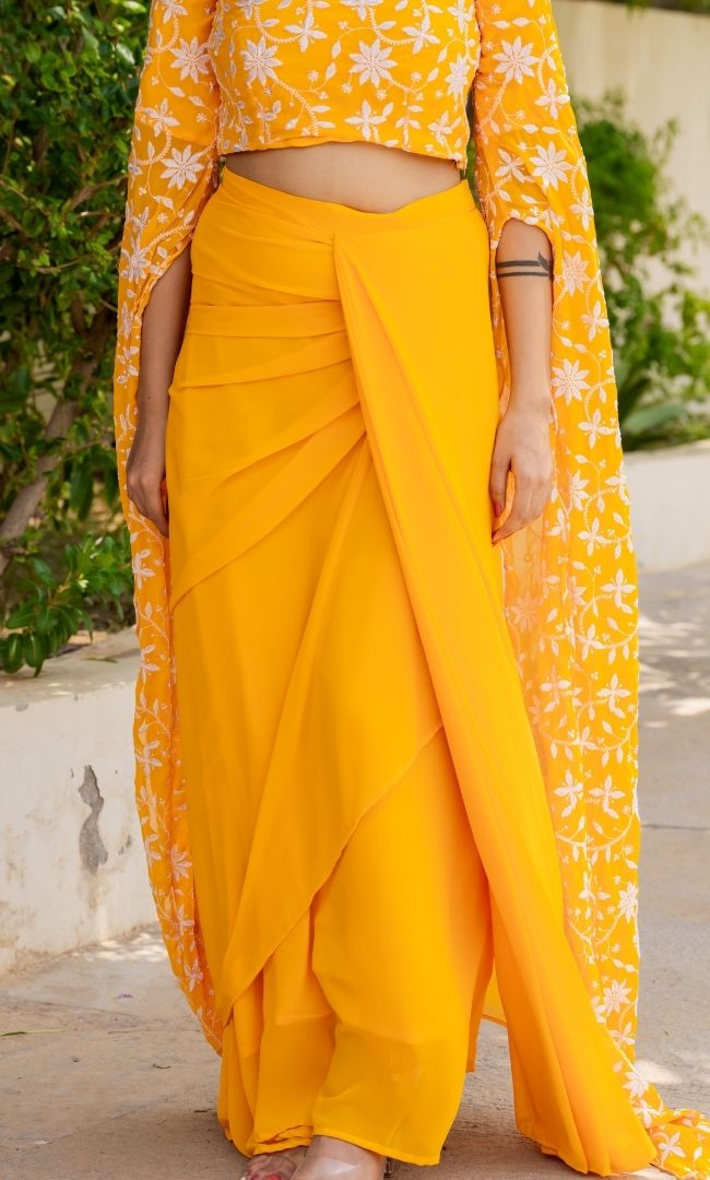 Divine Mustard Ethnic Skirt Set
