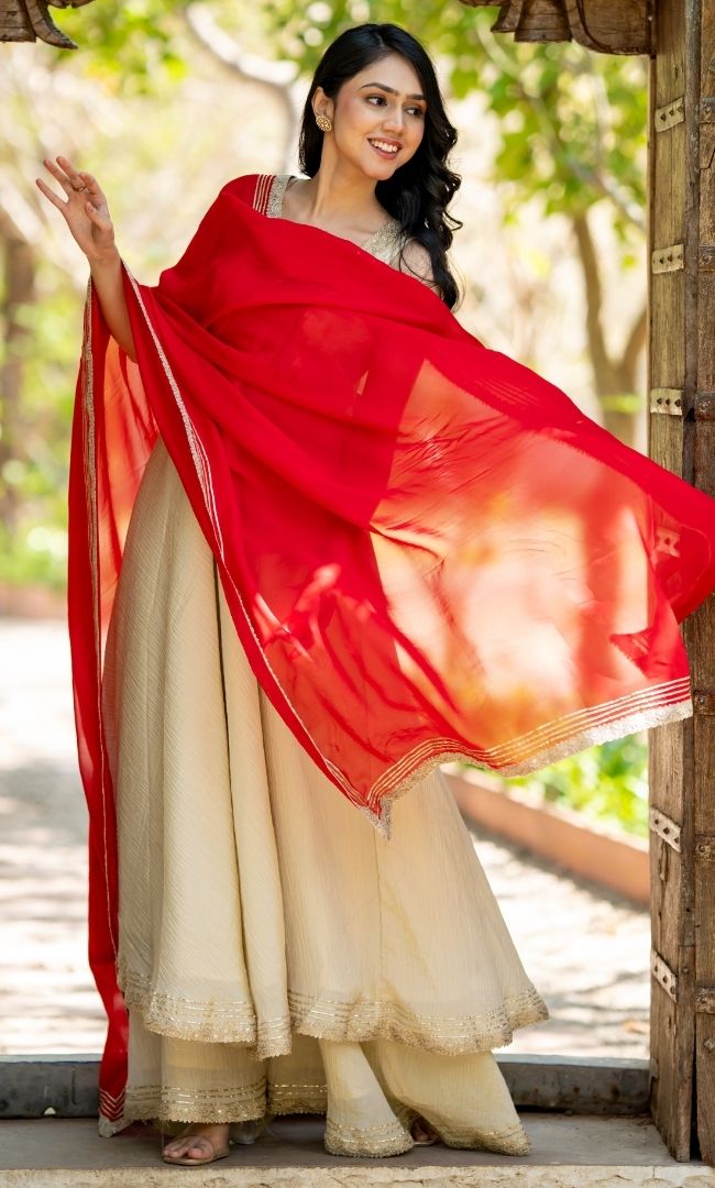 Naaz Ivory Tissue Anarkali Set