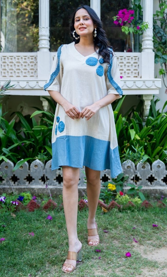 Blue Petal Cotton Dress