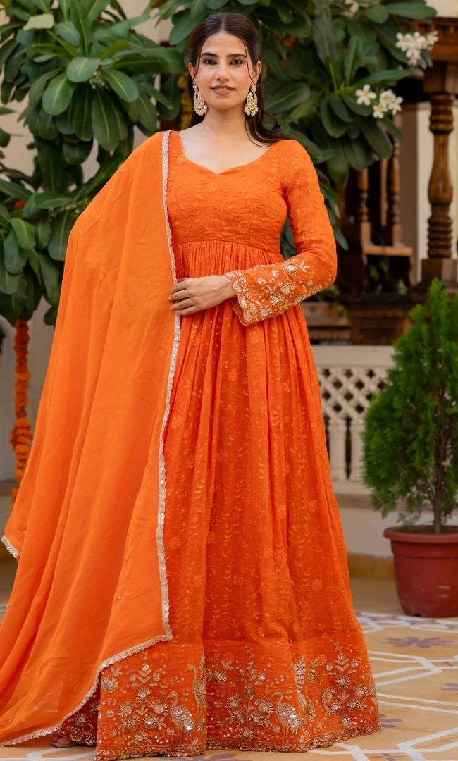 Sunberry Organza Anarkali Set