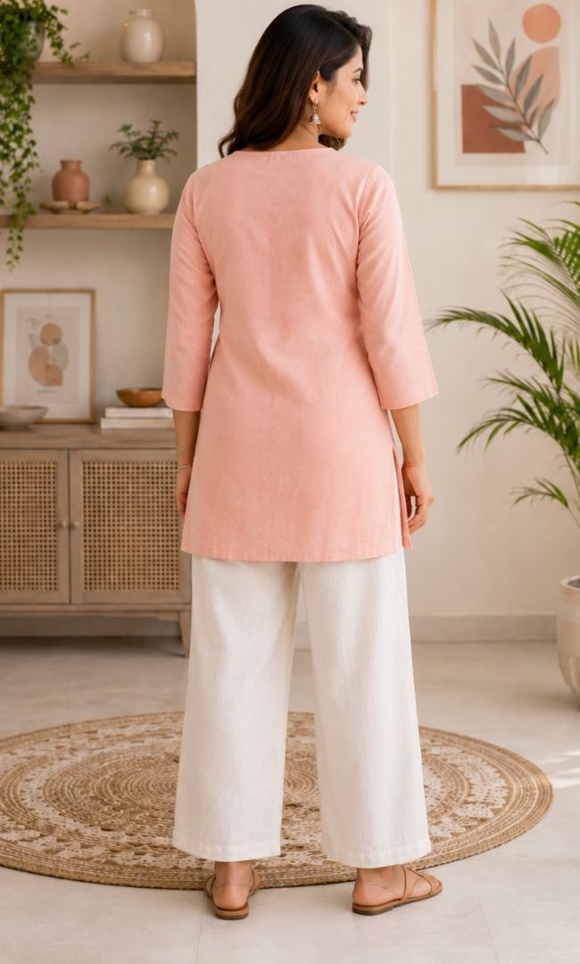 Avira Pink Embroidered Kurti