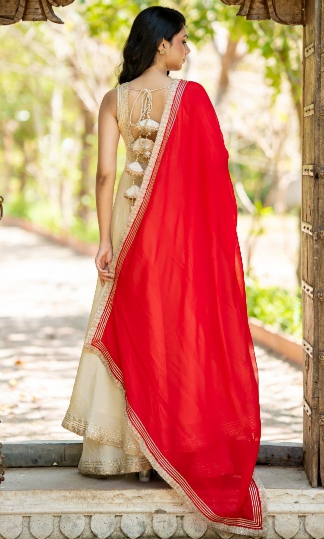 Naaz Ivory Tissue Anarkali Set