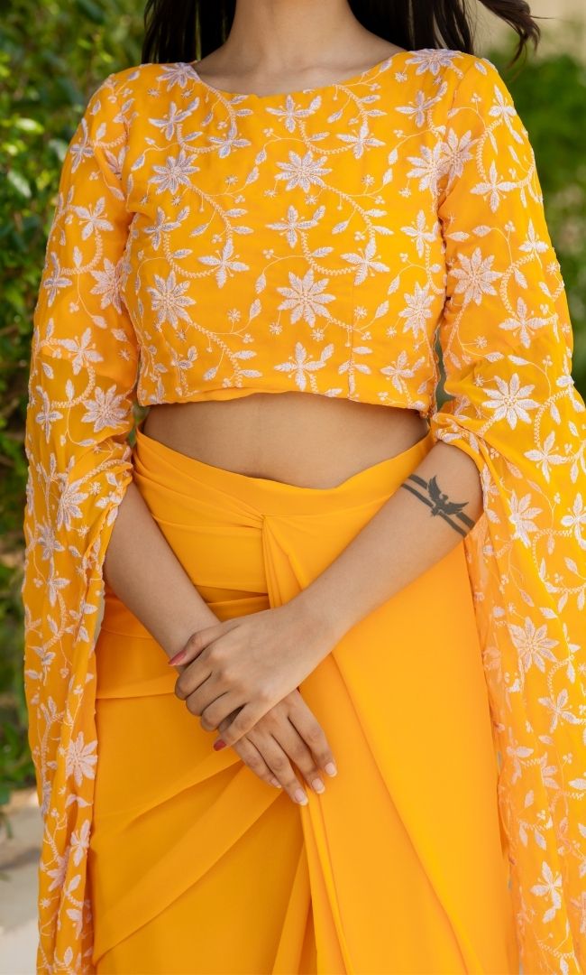 Divine Mustard Ethnic Skirt Set