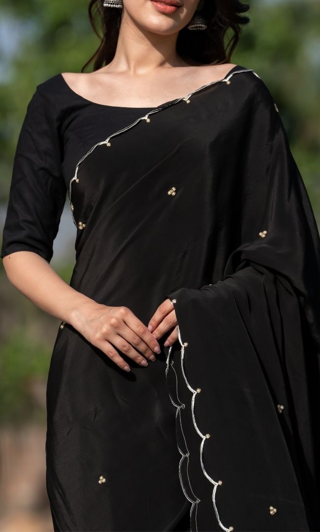 Black Grape Silk Saree