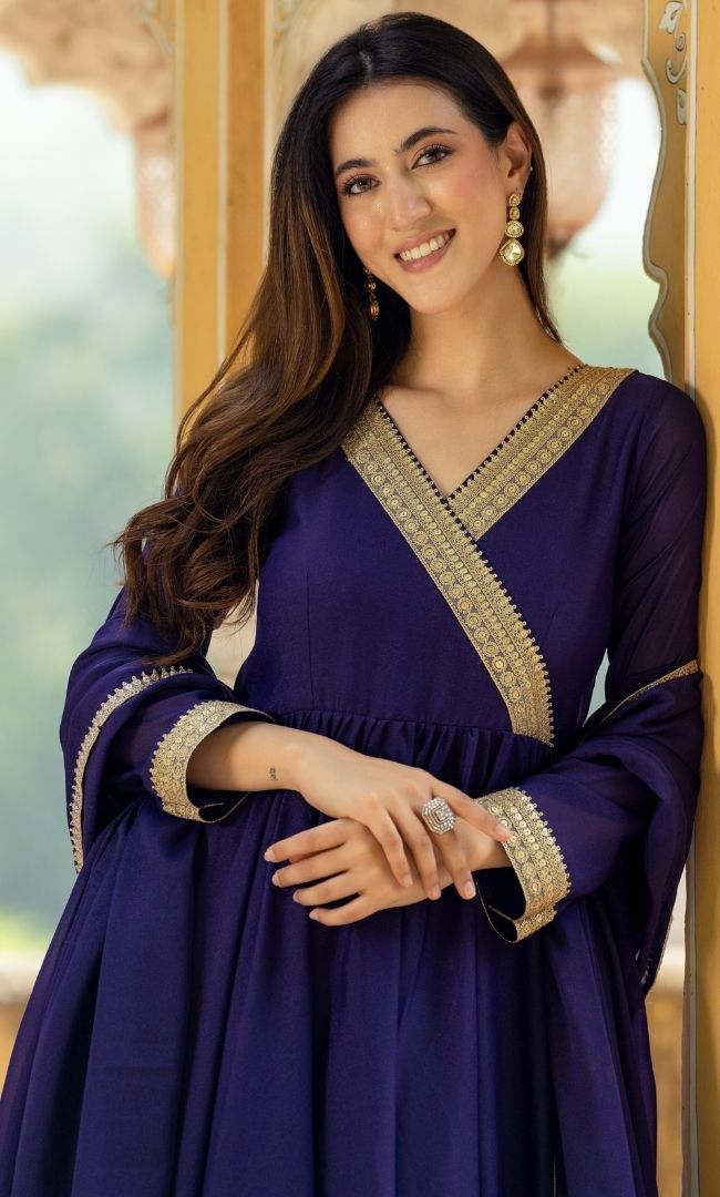 Sarang Purple Georgette Anarkali Set