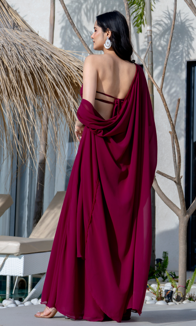 Radiance Maroon Cape Set