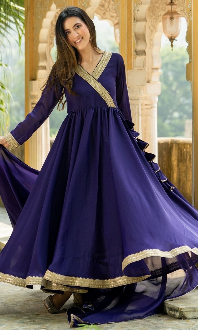 Sarang Purple Georgette Anarkali Set