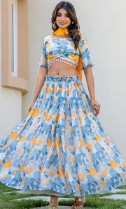 White Garden Embellished Lehenga Set