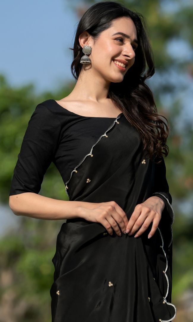 Black Grape Silk Saree