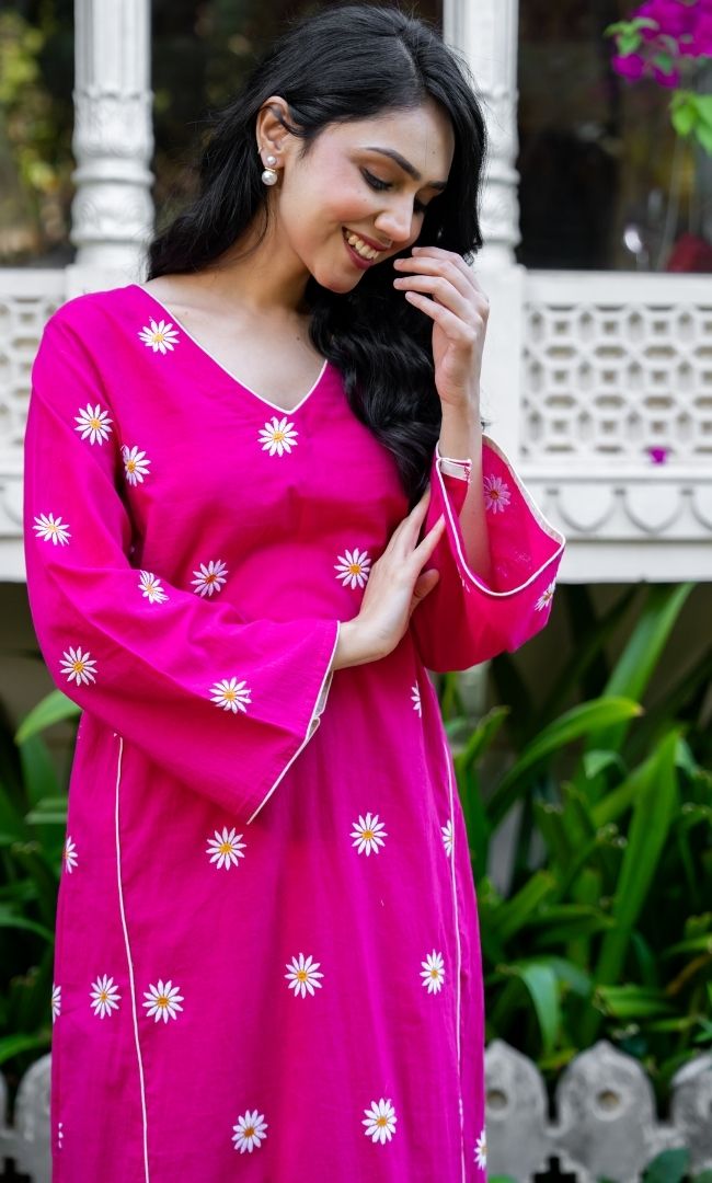 Pop Pink Kurta Set