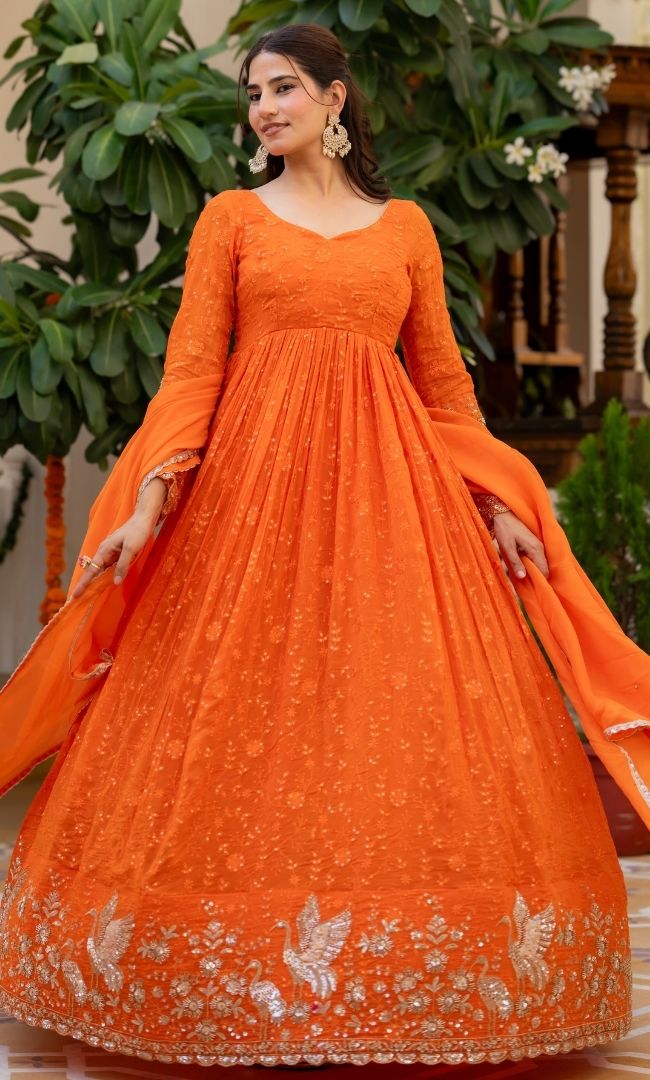 Sunberry Organza Anarkali Set