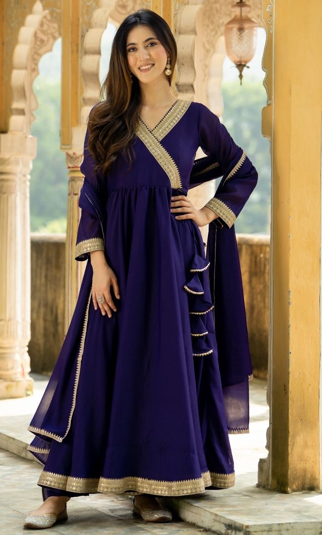 Sarang Purple Georgette Anarkali Set