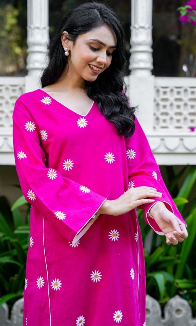 Pop Pink Kurta Set