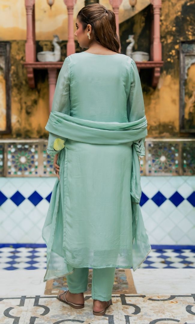 Haya Mint Handpainted Suit Set