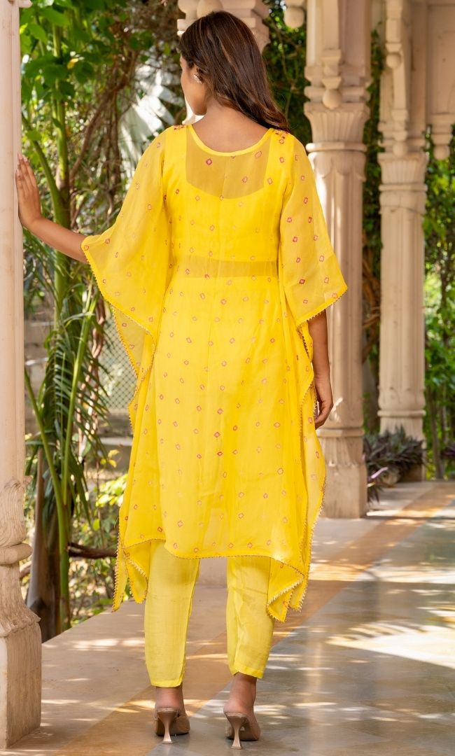 Yellow Tie-Dye Kaftan Set