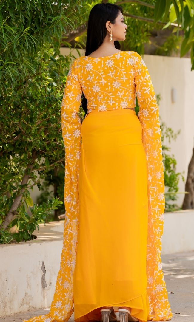 Divine Mustard Ethnic Skirt Set