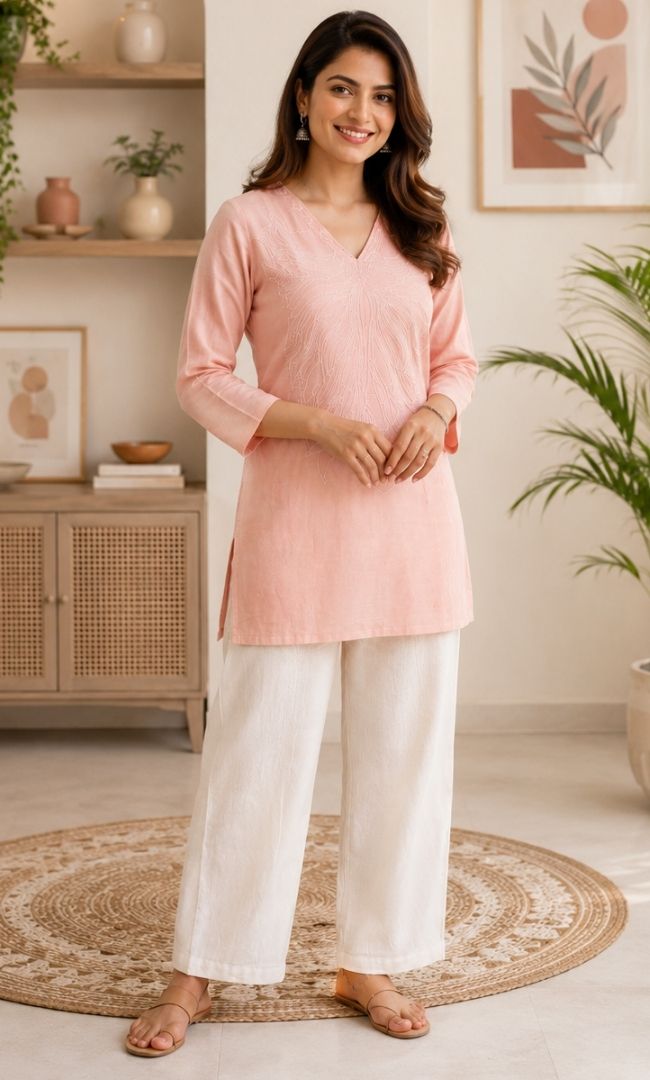 Avira Pink Embroidered Kurti