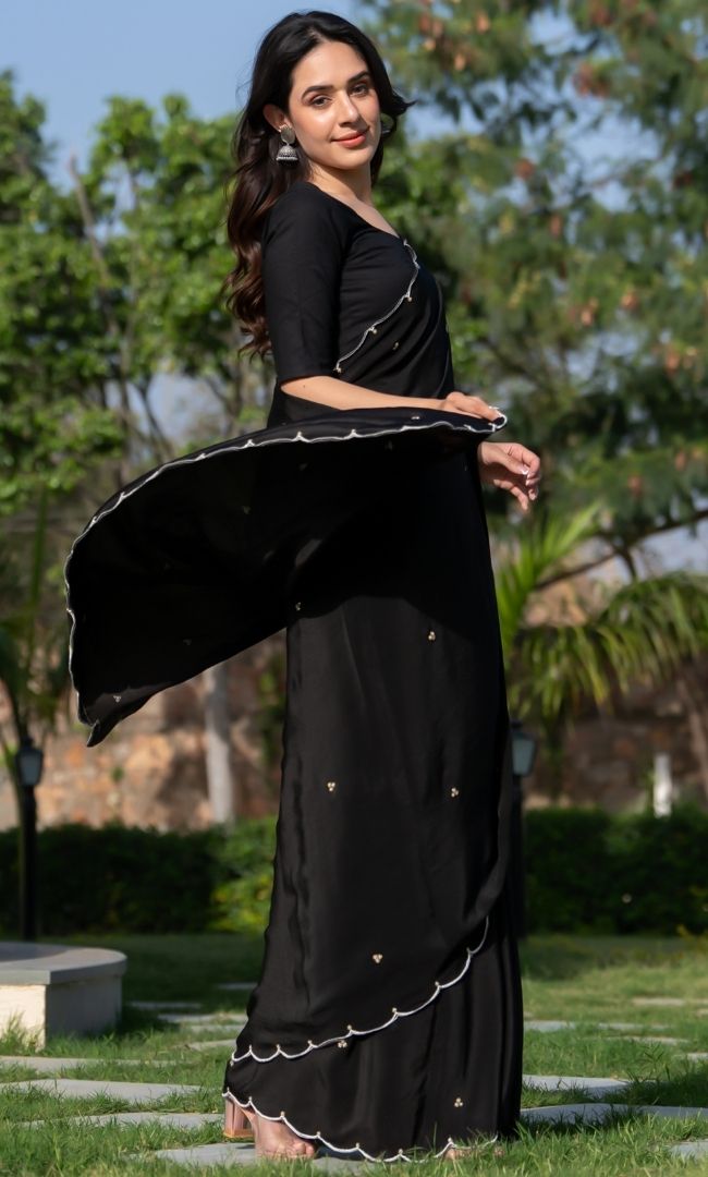 Black Grape Silk Saree
