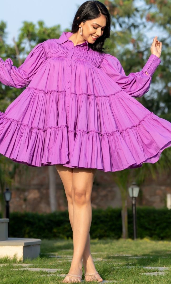 French Violet Tired Mini Dress