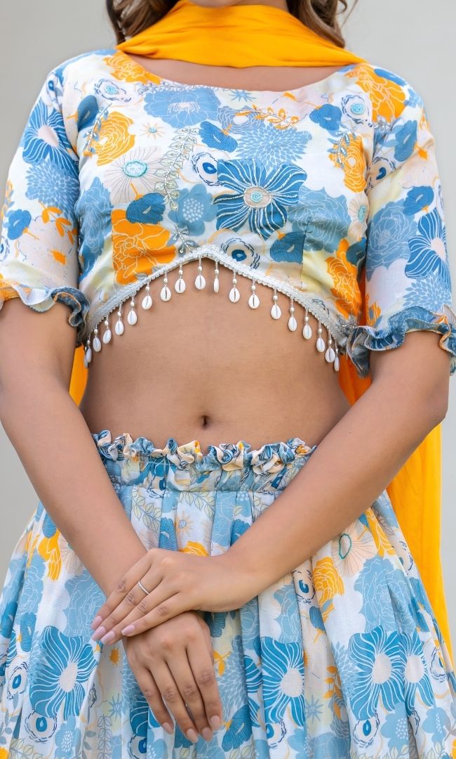White Garden Embellished Lehenga Set