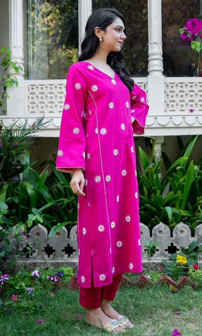 Pop Pink Kurta Set