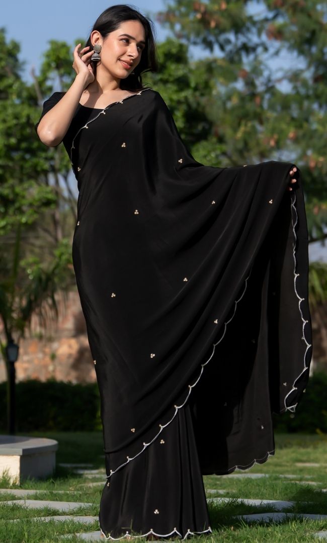 Black Grape Silk Saree