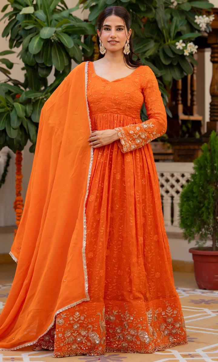 Sunberry Organza Anarkali Set