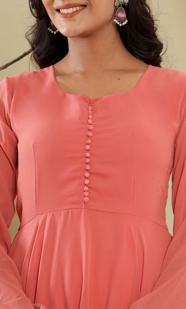 Coral Anarkali Set