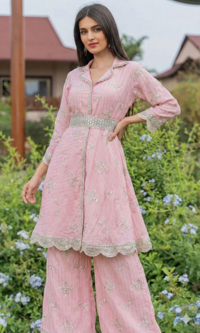 Blush Noor Embroidered Sharara