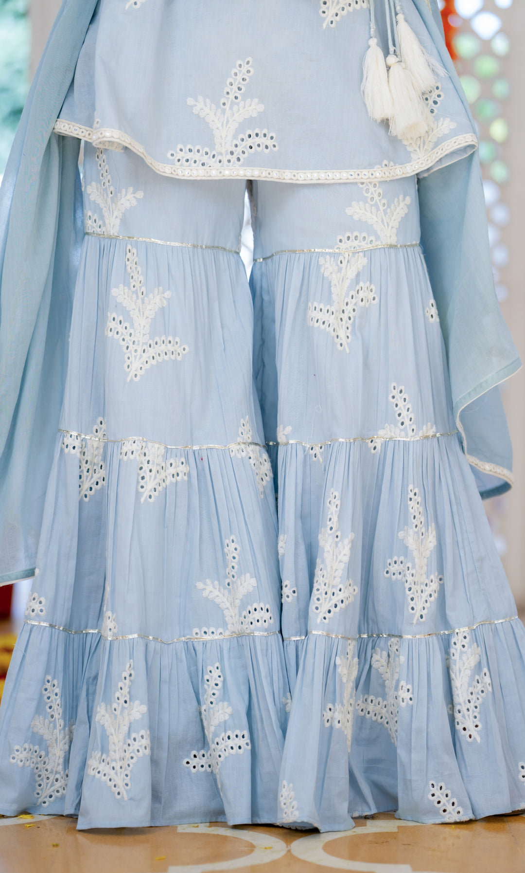 Morning Glow Blue Sharara Set