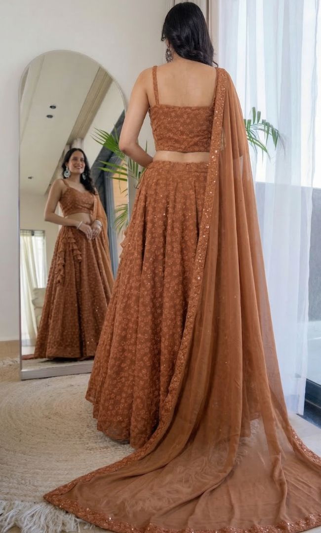 Twilight Brown Chikankari Lehenga