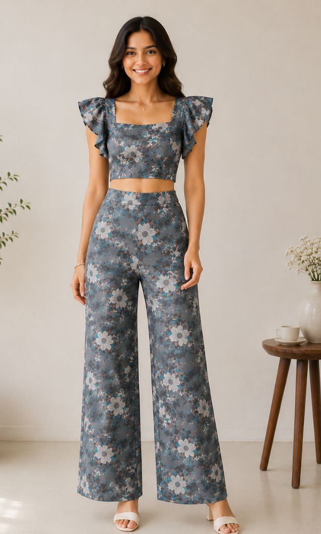 Grey Printed Co-ord Set