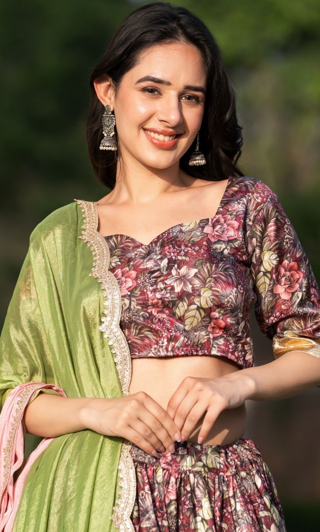 Srida Maroon Lehenga Set