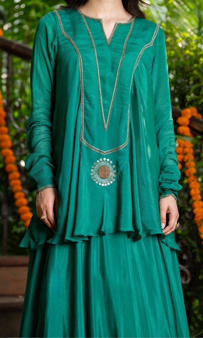 Emerald Green Skirt Set