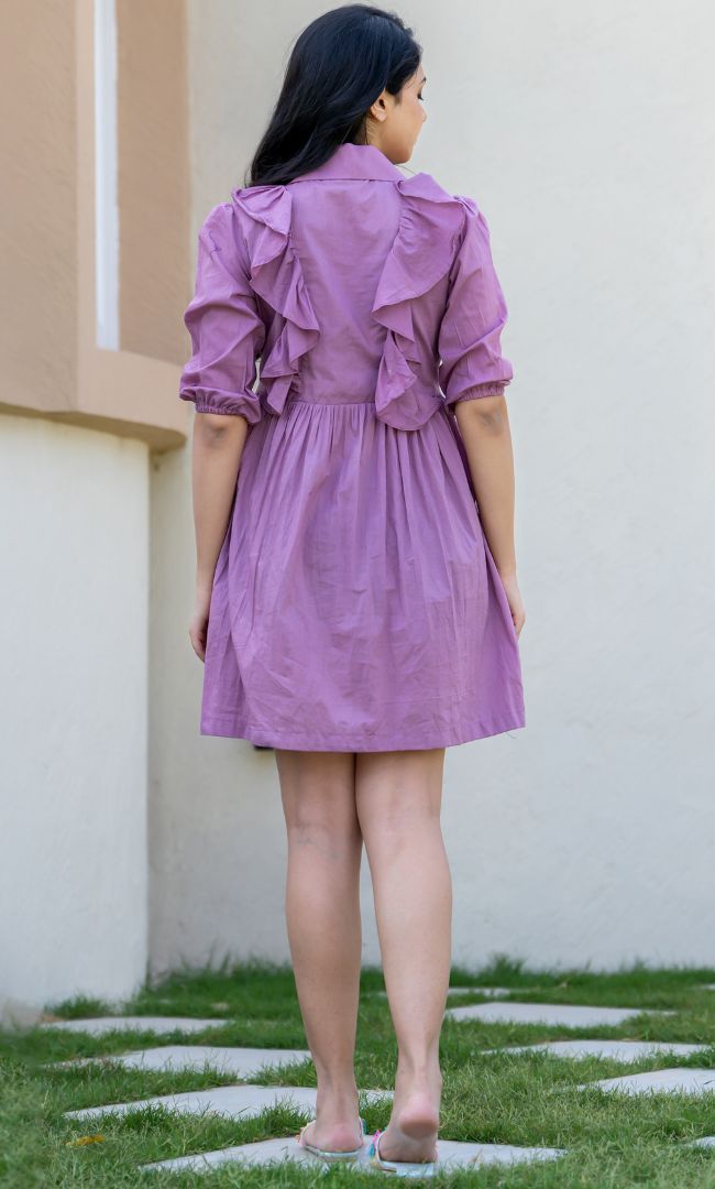Puce Cotton Mini Dress
