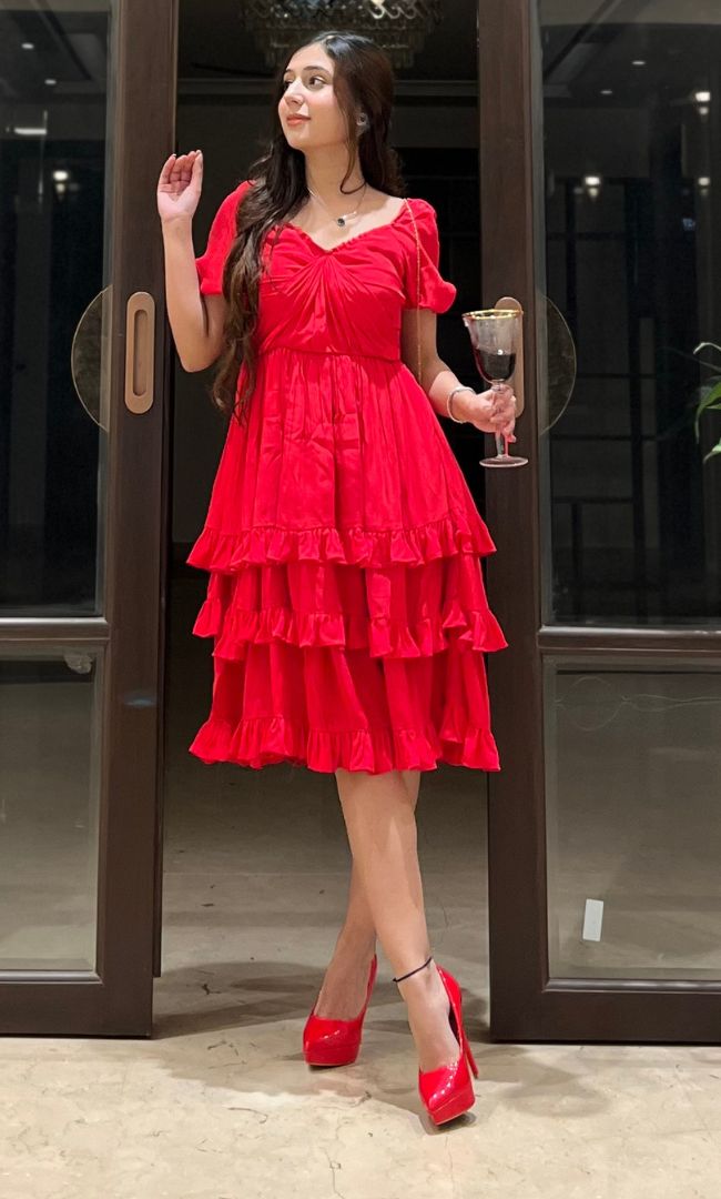 Cherry Red Ruffle Dress