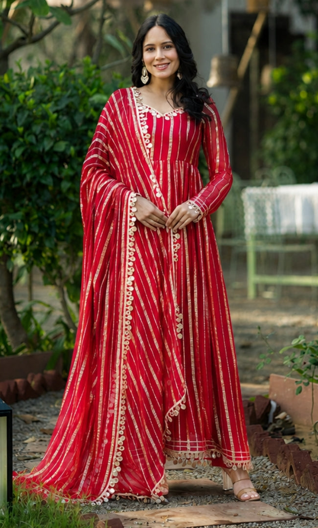 Noir Red Zareen Anarkali Set